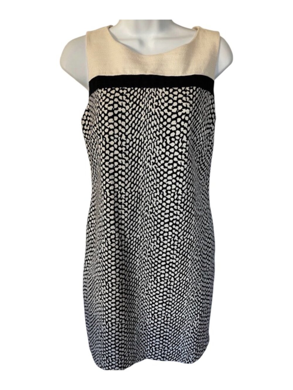 Dana Buchman Black & Cream Sleeveless Dress Size 4